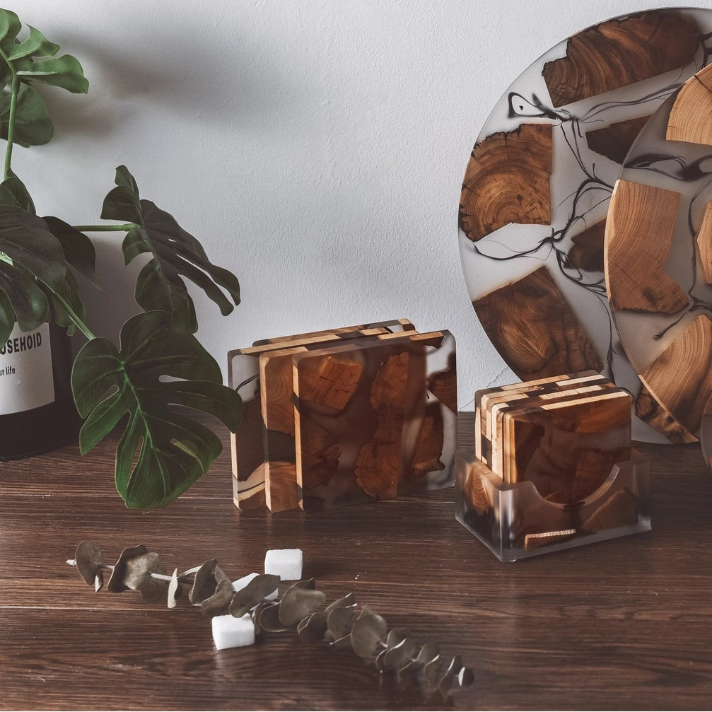 Houten Hars Onderzetter set| Handgemaakt