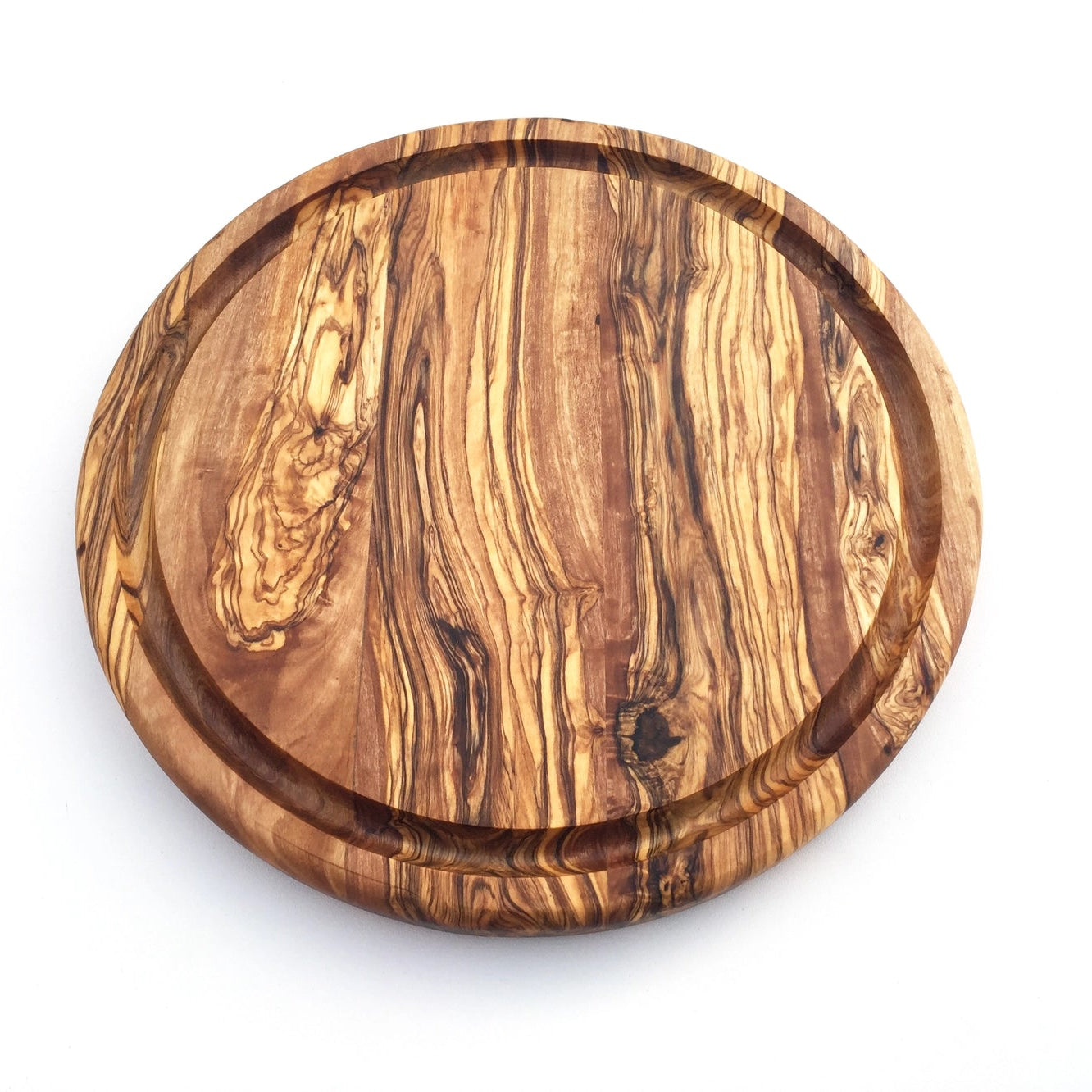 Olijfhout | Ronde snijplank met sapgroef