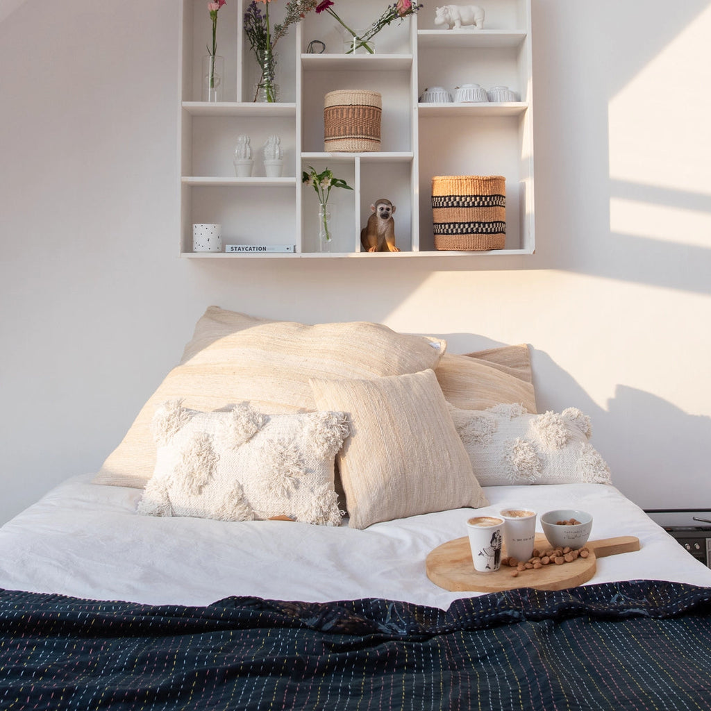 Handgemaakte Kussenhoes | off-white/silk of Sari