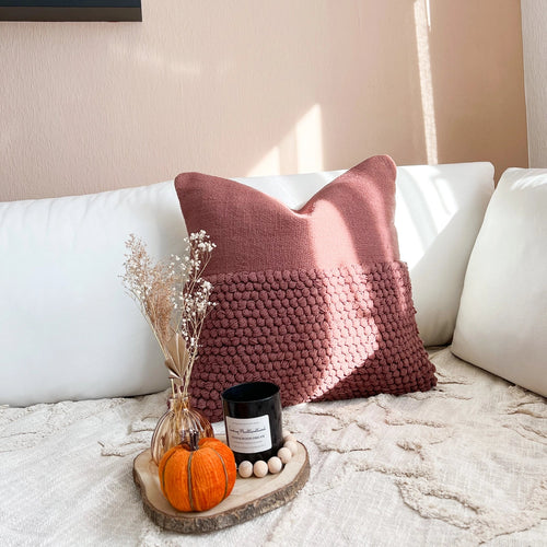 Handgemaakte Kussenhoes organische katoen 50 x 50 | Théa/brown