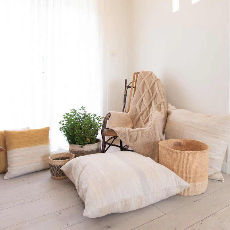 Handgemaakte Kussenhoes | off-white/silk of Sari