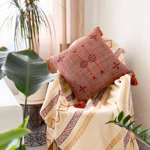 Handgemaakte Kussenhoes met ruffles 50 x 50 | Boho/Ibiza style