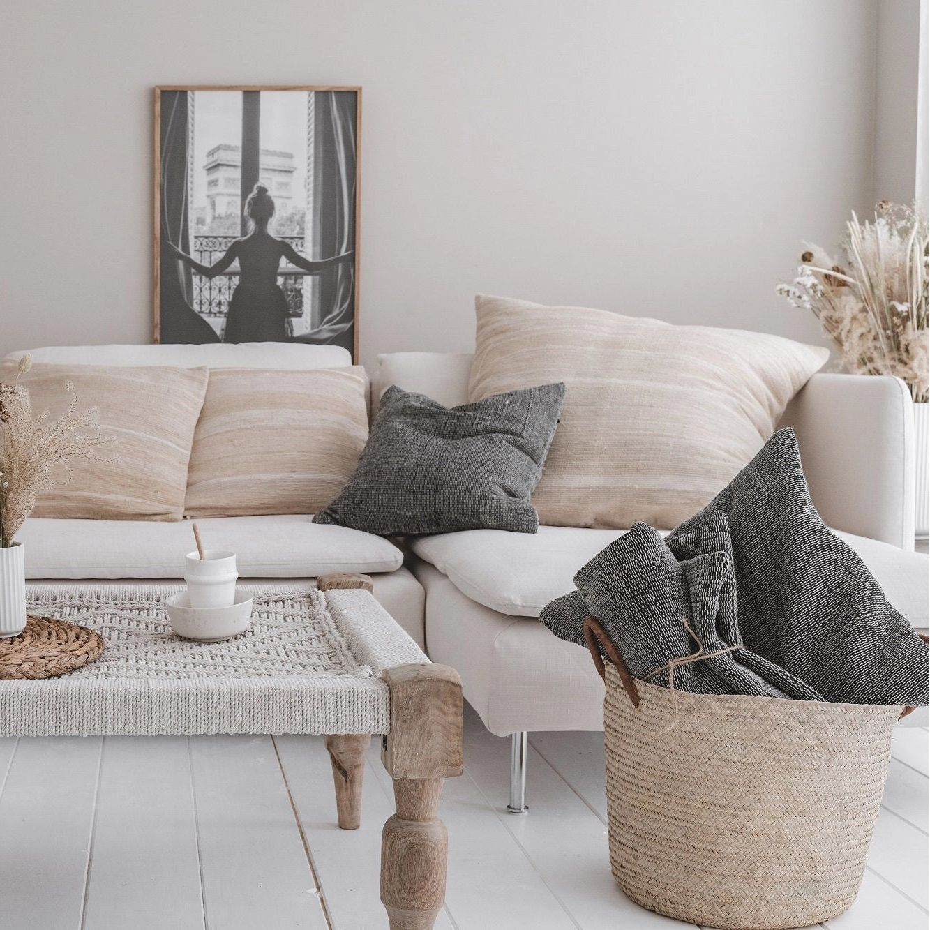 Handgemaakte Kussenhoes | off-white/silk of Sari